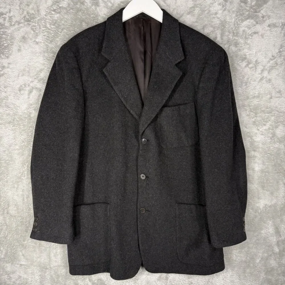 Vtg 90s J Crew Blazer Mens 40R Wool Cashmere Gray Oarsman Soft USA Made 3 Button